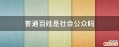 普通百姓是社会公众吗