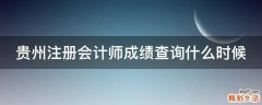 贵州注册会计师成绩查询什么时候