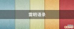 雷明语录