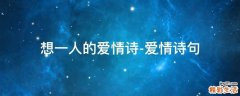 想一人的爱情诗-爱情诗句