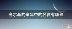 高尔基的童年中的名言有哪些