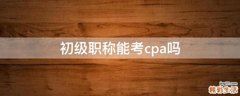 初级职称能考cpa吗