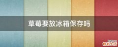 草莓要放冰箱保存吗