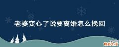 老婆变心了说要离婚怎么挽回