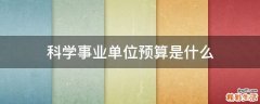 科学事业单位预算是什么