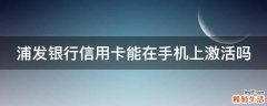 浦发银行信用卡能在手机上激活吗
