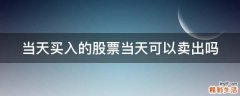 当天买入的股票当天可以卖出吗