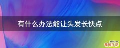 有什么办法能让头发长快点