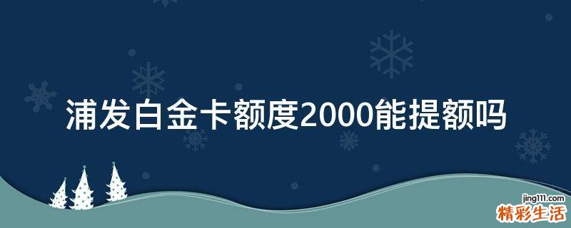 浦发白金卡额度2000能提额吗