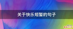 关于快乐短暂的句子