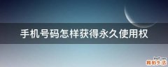 手机号码怎样获得永久使用权