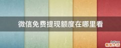 微信免费提现额度在哪里看