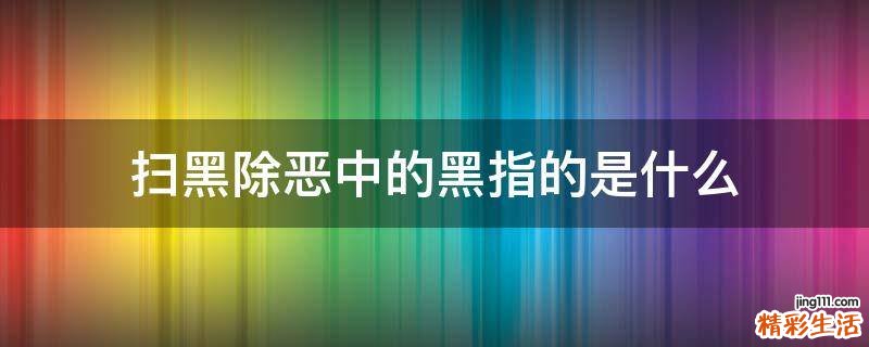 扫黑除恶中的黑指的是什么