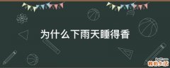 为什么下雨天睡得香