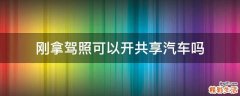 刚拿驾照可以开共享汽车吗