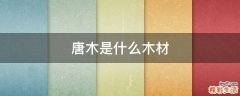 唐木是什么木材