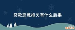 贷款恶意拖欠有什么后果