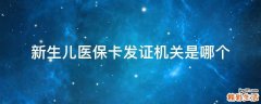 新生儿医保卡发证机关是哪个