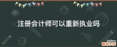 注册会计师可以重新执业吗