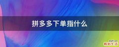 拼多多下单指什么