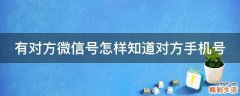 有对方微信号怎样知道对方手机号