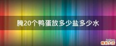 腌20个鸭蛋放多少盐多少水