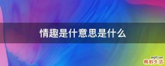 情趣是什意思是什么