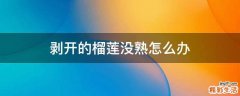 剥开的榴莲没熟怎么办