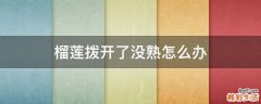 榴莲拨开了没熟怎么办