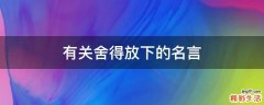 有关舍得放下的名言
