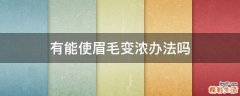 有能使眉毛变浓办法吗