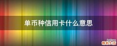 单币种信用卡什么意思
