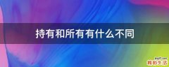 持有和所有有什么不同