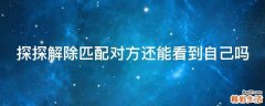 探探解除匹配对方还能看到自己吗
