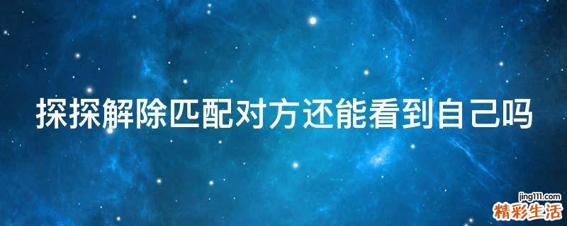 探探解除匹配对方还能看到自己吗
