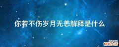 你若不伤岁月无恙解释是什么