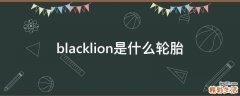 blacklion是什么轮胎