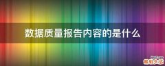 数据质量报告内容的是什么