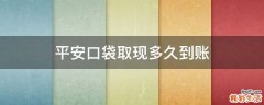 平安口袋取现多久到账
