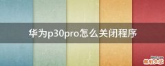 华为p30pro怎么关闭程序