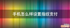 手机怎么样设置指纹支付