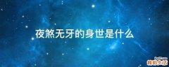 夜煞无牙的身世是什么