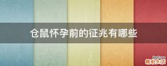 仓鼠怀孕前的征兆有哪些