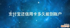 支付宝还信用卡多久能到账户