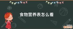 食物营养表怎么看