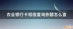 农业银行卡短信查询余额怎么查