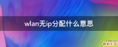 wlan无ip分配什么意思