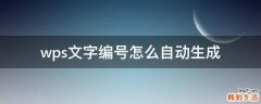 wps文字编号怎么自动生成