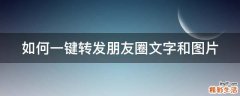 如何一键转发朋友圈文字和图片