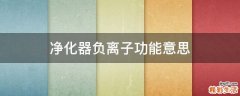 净化器负离子功能意思